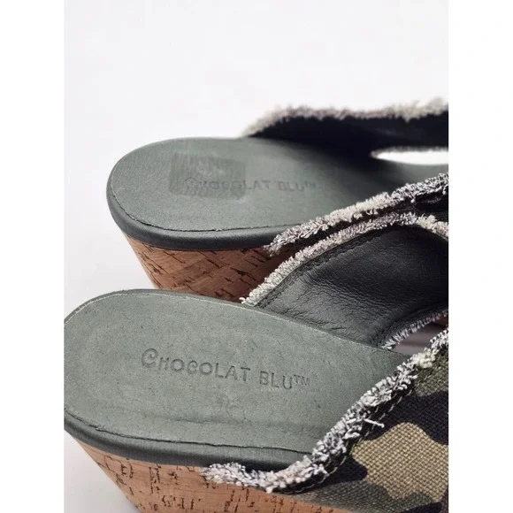 Chocolat Blu Women's Wild Denim Camo Wedge Heel Sandal  Size 7.5 - Picture 6 of 10
